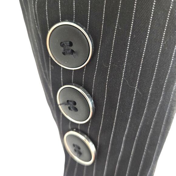 Grass Collection Women's Blazer Medium M Gray Stripe Suit Coat Misses Size 8 10 - Picture 5 of 7